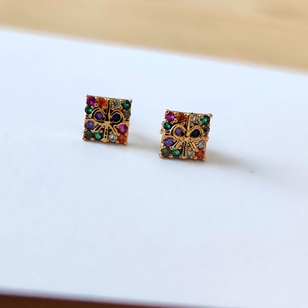Gift Box Shaped Earrings